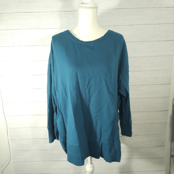 Teal Blue 1X Sweatshirt with split side - Picture 1 of 4